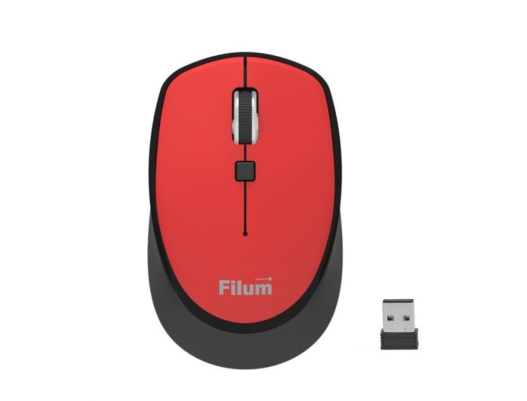 Мышь Wireless Filum FL-MW10-RD оптическая 2.4 ГГц USB 4 кл., DPI: 800/1200/1600, питание АА 1 шт., красная, Windows XP/Vista/7/8/10, MacOS