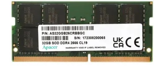 

Модуль памяти SODIMM DDR4 32GB Apacer ES.32G2V.PRI PC4-21300 2666MHz CL19 1.2V, ES.32G2V.PRI