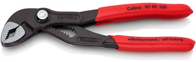 

Клещи Knipex KN-8701150 переставные с фиксатором 32мм (1 1/4дюйм) под ключ 30мм L-150мм Cr-V обливные рукоятки сер., KN-8701150