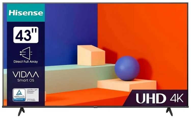 Телевизор Hisense 43A6K 3840×2160, 16:9, 60Гц, DVB-T2/T/C/S2/S