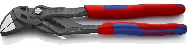 

Клещи Knipex KN-8602250 переставные-гаечный ключ 52мм (2дюйм) L-250мм Cr-V 2-компонентные рукоятки сер., KN-8602250