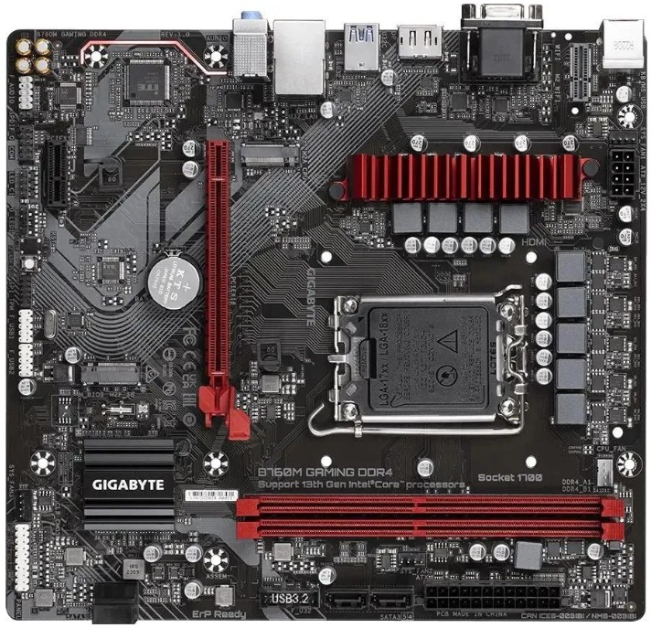 Материнская плата mATX GIGABYTE B760M GAMING DDR4 1.1 (LGA1700, B760, 2*DDR4(5333), 4*SATA 6G RAID, 2*M.2, 2.5Glan, 3*USB 3.2, USB Type-C)