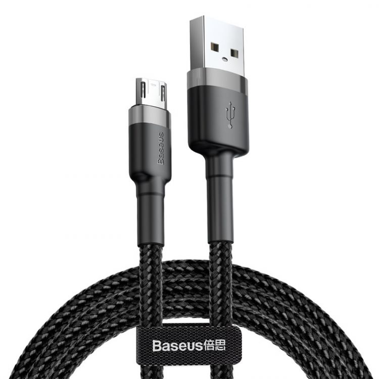 

Кабель интерфейсный Baseus CAMKLF-CG1 Сafule USB for Micro 1.5A 2m Gray+Black (передача данных, питание устройств, вилка-вилка, внешняя нейлоновая опл, CAMKLF-CG1