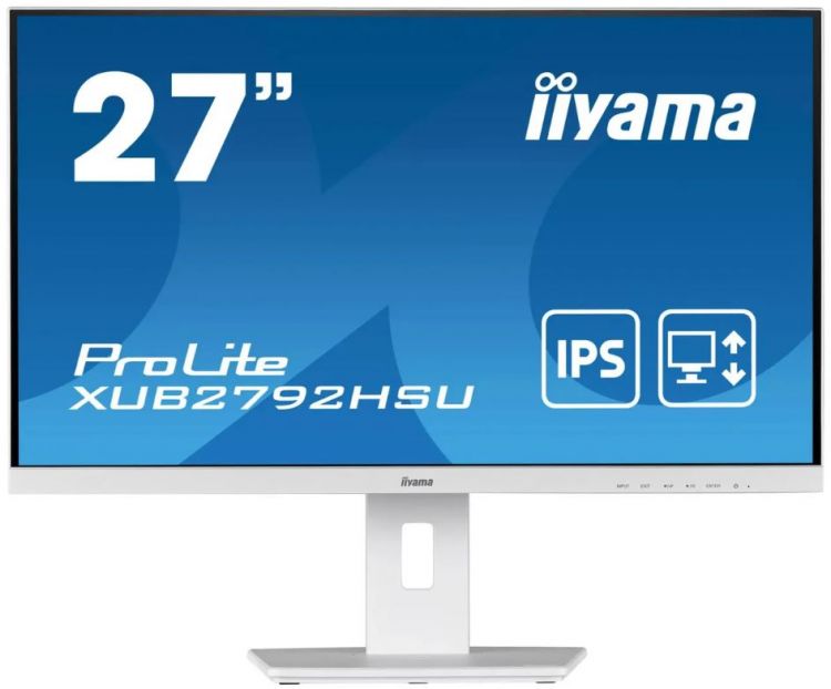 Монитор 27 Iiyama XUB2792HSU-W5 IPS, 1920x1080, 16:9, 75Hz, 250cd, 178гр/178гр, HAS, Pivot, HDMI, VGA, DP, USB, белый