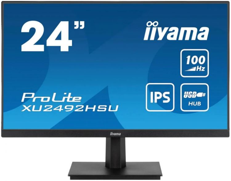 цена Монитор 23,8 Iiyama XU2492HSU-B6 ProLite черный IPS LED 0.4ms 16:9 HDMI M/M матовая 1300:1 250cd 178гр/178гр 1920x1080 115Hz DP FHD USB