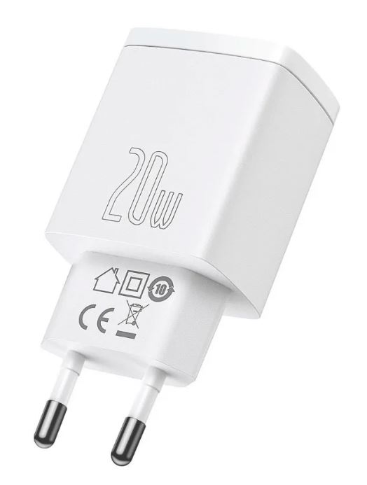 

Зарядное устройство сетевое Baseus CCXJ-B02 Compact Quick Charger USB-A, USB-C 20W White, CCXJ-B02