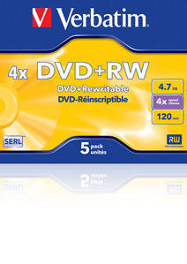 Диск DVD+RW Verbatim 43229 5шт., Jewel Case, Silver, SERL