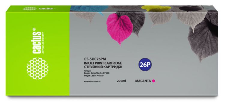 

Картридж Cactus CS-SJIC26PM пурпурный (295мл) для Epson ColorWorks TM-C7500, CS-SJIC26PM