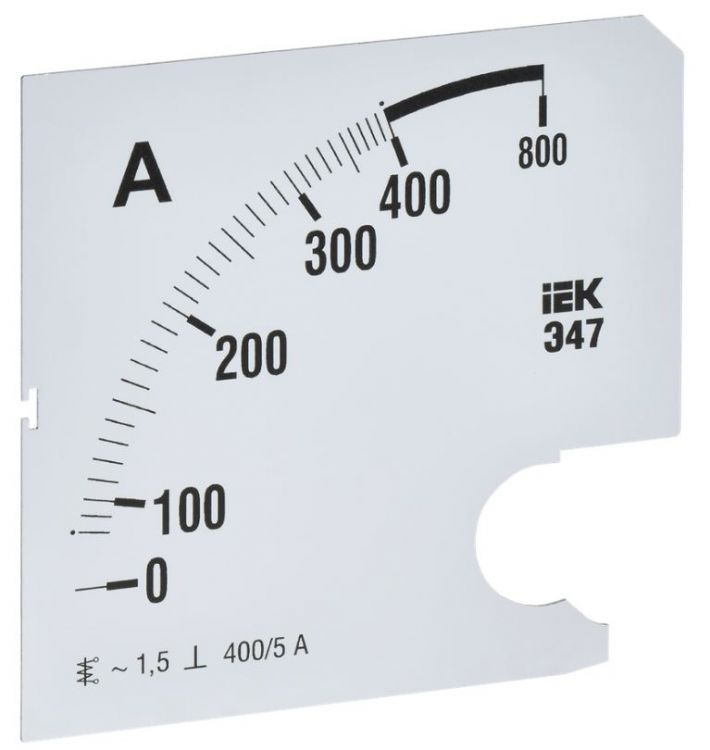 

Шкала сменная IEK IPA20D-SC-0400 для амперметра Э47 400/5А-1,5 96х96мм, IPA20D-SC-0400