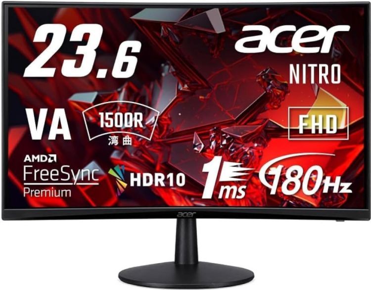 Монитор 23,6" Acer Nitro ED240QS3bmiipx UM.UE0EE.301 черный, VA, 16:9, 1920x1080, 180Hz, 1/5ms, 250cd, 1500R, FreeSync Premium, HDR 10, 2*HDMI, DP, au