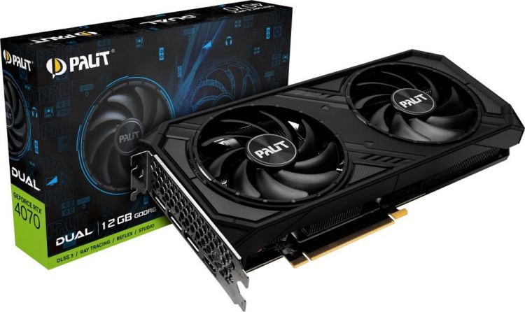 Видеокарта PCI-E Palit GeForce RTX 4070 DUAL (NED4070019K9-1048D) 12GB GDDR6X 192bit 5nm 1920/21000MHz HDMI/3*DP