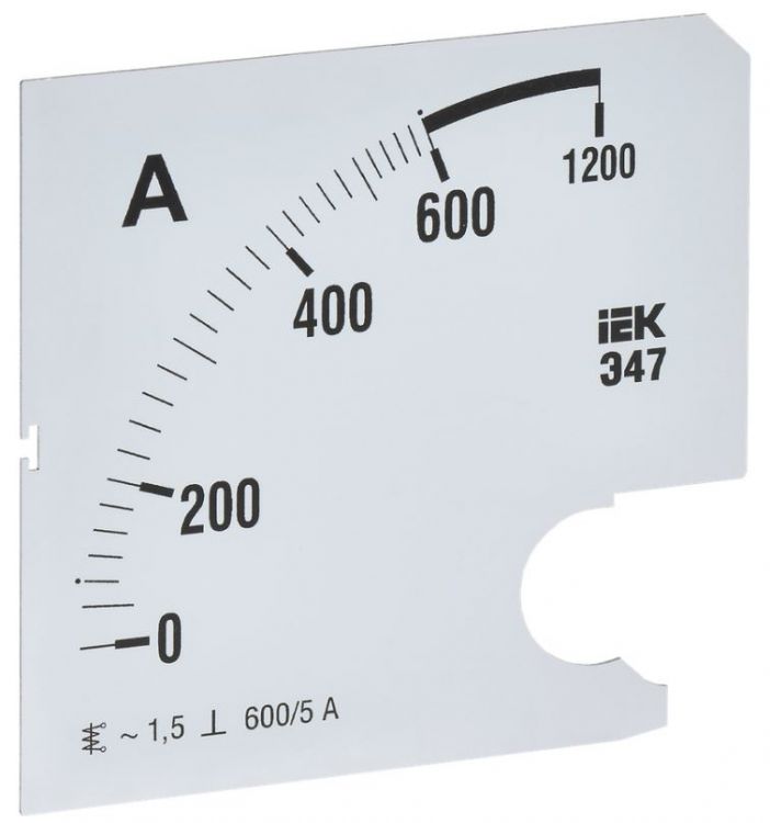 

Шкала сменная IEK IPA20D-SC-0600 для амперметра Э47 600/5А-1,5 96х96мм, IPA20D-SC-0600