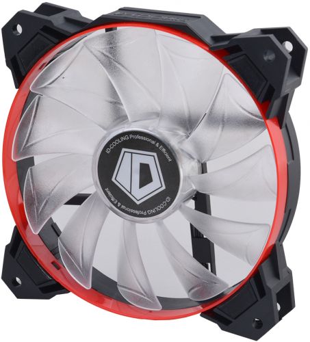 Вентилятор для корпуса ID-Cooling SF-12025-R 120x120x25мм (PWM, Low Noise, резиновые углы, Red LED &