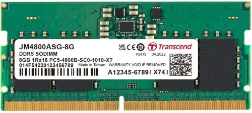 Модуль памяти SODIMM DDR5 8GB Transcend JM4800ASG-8G PC5-38400 4800MHz 1Rx16 CL40 11V 427600₽