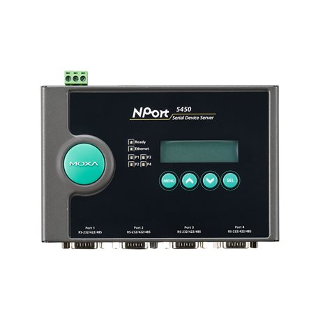 Преобразователь MOXA NPort 5450I-T 4 Port RS-232/422/485 device server, isolation 2KV, без адаптера питания сервер moxa nport 5250a 2 port rs 232 422 485 advanced power adapter db9
