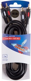 Шнур Rexant 06-3044 2RCA - 2RCA, 3м, GOLD