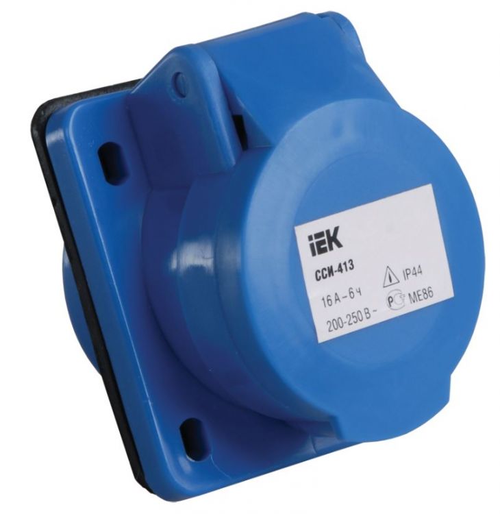 

Розетка панельная IEK PSR41-016-3 ССИ-413 16А-6ч 220В 2P+PE IP44, PSR41-016-3