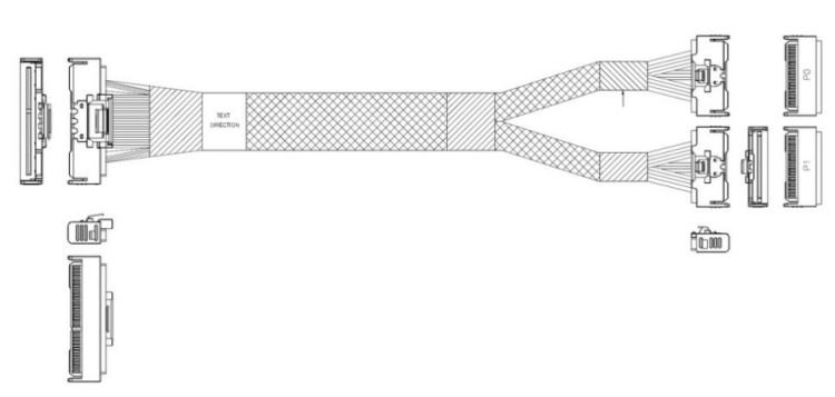 

Кабель JPC P733BGB10800-1 MCIO x16 124P (прямой Straight Type) -TO- 2*MCIO x8 74P (прямой Straight Type) , 85 Ohm, L:80cm (CMC162MC), P733BGB10800-1