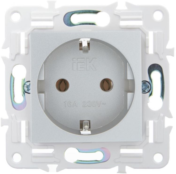 

Розетка с заземлением IEK SK-R11-16-K23 SKANDY без защитных шторок 16А SK-R05S Серебряный, SK-R11-16-K23