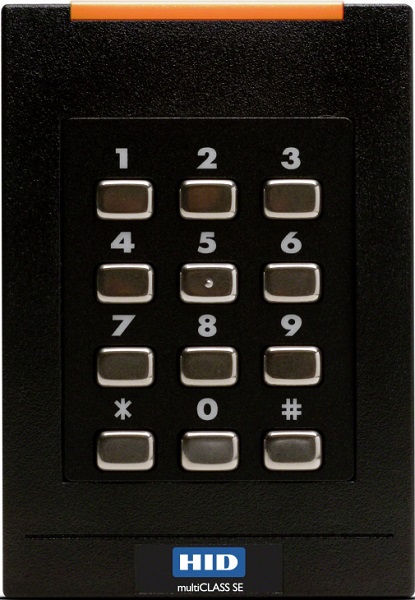 Считыватель HID RPK40 SE Mobile ready 921PMNTEKMA004 с клавиатурой, черный. Работает с картами iClass, iClass SE и HID Prox, AWID, EM4102. Монтаж пров
