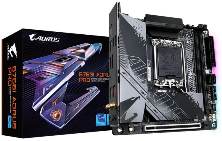 

Материнская плата mini-ITX GIGABYTE B760I AORUS PRO (LGA1700, B760, 2*DDR5 (8000), 4*SATA 6G RAID, 2*M.2, PCIE, 2.5Glan, WiFi, BT, HDMI, DP, USB Type-, B760I AORUS PRO