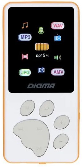 Плеер Digma S4WO Hi-Fi Flash S4 8Gb белый/оранжевый/1.8
