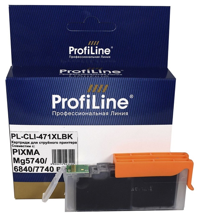 

Картридж ProfiLine PL_CLI-471 XLBK_BK струйный для принтеров Canon PIXMA MG5740/MG6840/MG7740/TS5040/TS6040/TS8040/TS9040 с чернилами на водной основе, PL_CLI-471 XLBK_BK