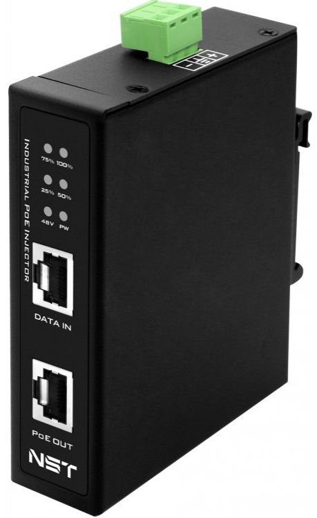 Инжектор PoE NST NS-PI-1G-90/I промышленный Gigabit Ethernet на 90W. Соответствует стандартам PoE IEEE 802.3af/at/bt. Автоматическое определение PoE у коммутатор poe nst ns sw 8g2g p gigabit ethernet на 8 rj45 2 sfp порта порты 8 х ge 10 100 1000 base t с поддержкой poe ieee 802 3af at 2 x g