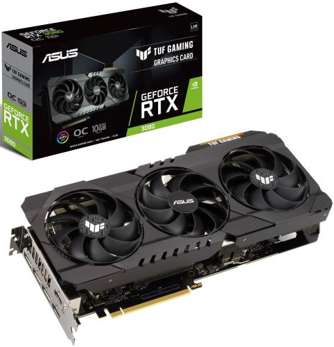 Видеокарта PCI-E ASUS GeForce RTX 3080 TUF GAMING OC (TUF-RTX3080-O10G-V2-GAMING) 10GB GDDR6X 320bit 8nm 1440/19000MHz 2*HDMI/3*DP