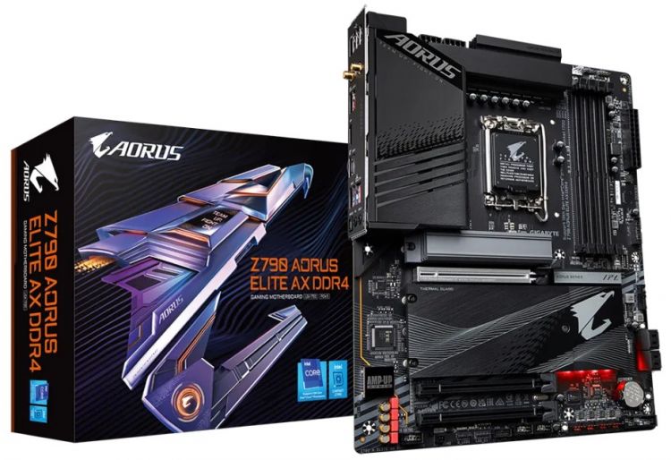 

Материнская плата ATX GIGABYTE Z790 AORUS ELITE AX DDR4 (LGA1700, Z790, 4*DDR4 (5333), 4*SATA 6G RAID, 4*M.2, 3*PCIE, 2.5Glan, WiFi, BT, HDMI, USB Typ, Z790 AORUS ELITE AX DDR4