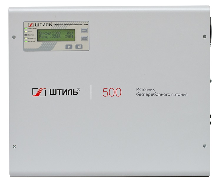 Источник бесперебойного питания Штиль SW500SL on-line, 0.5кВА/0.4кВт, испол. настенное, IP20, ЖК-дисплей, светодиодные индикаторы