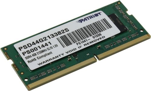 Модуль памяти SODIMM DDR4 4GB Patriot PSD44G213382S PC4-17000 2133MHz CL15 1.2V RTL - фото 1