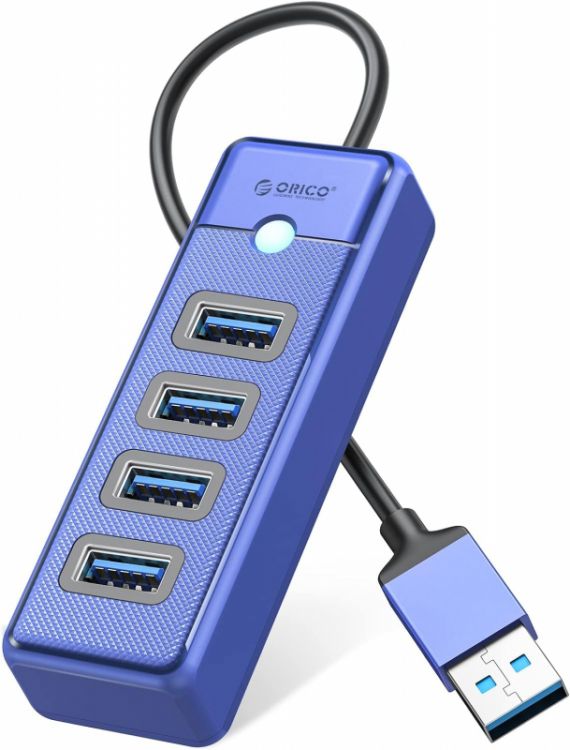 

Концентратор Orico PW4U-U3 4*USB-A 3.0 порта, синий, PW4U-U3