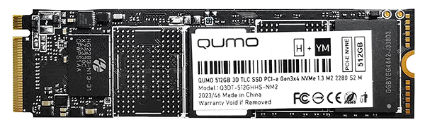 

Накопитель SSD M.2 2280 Qumo Q3DT-512GHHS-NM2 Novation 512GB 3D TLC 3100/2000MB/s IOPS 150K/400K MTBF 1.8 TBW 300, Q3DT-512GHHS-NM2