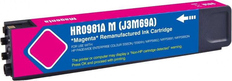 Картридж струйный Cactus CS-J3M69A 981A пурпурный (120мл) для HP PageWide 556dn Enterprise/586dn