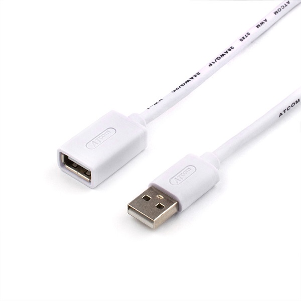 

Удлинитель Atcom AT4717 USB (Am <=> Af, 2 феррита), 5.0 m, белый, AT4717