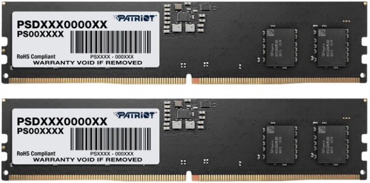 

Модуль памяти DDR5 16GB (2*8GB) Patriot Memory PSD516G4800K Signature PC5-38400 4800MHz CL40 1.1V RTL, PSD516G4800K