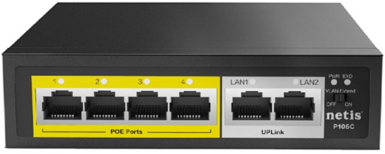 

Коммутатор неуправляемый netis P106C 6PORT 10/100M 4POE, P106C