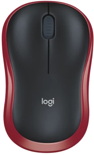 Мышь Wireless Logitech M185 черная/красная, оптическая, 1000dpi, 2.4 GHz/USB-ресивер