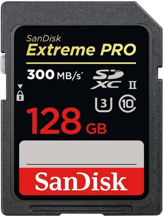 

Карта памяти SDXC 128GB SanDisk SDSDXDK-128G-GN4IN Class10 UHS-II U3 чтение до 300 МБ/с, запись до 260 МБ/с, SDSDXDK-128G-GN4IN