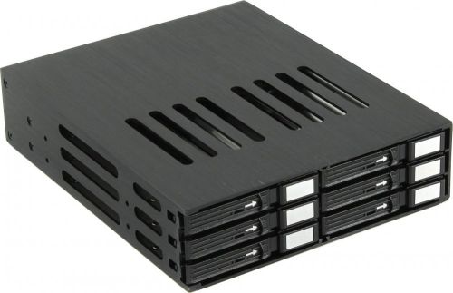 Корзина Procase L2-106-SATA3-BK 6*SATA3/SAS, черный, с замком, hotswap mobie rack module for 2,5
