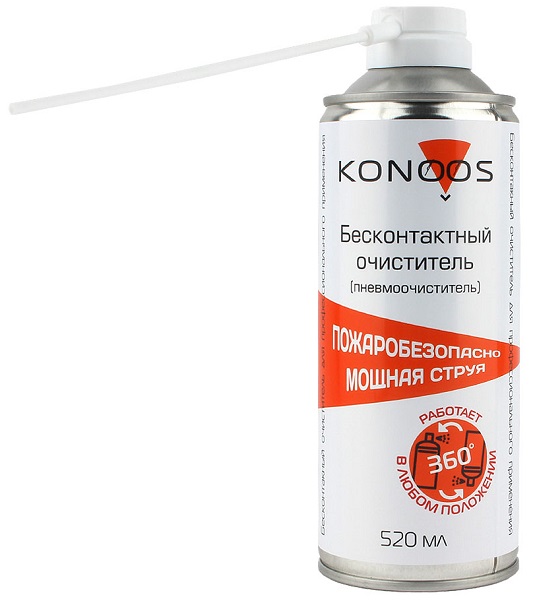 Баллон со сжатым воздухом Konoos KAD-520FI профессиональный бесконтактный очиститель, огнебезопасный, переворачиваемый, 520 мл очиститель тормозов aeg 520 мл
