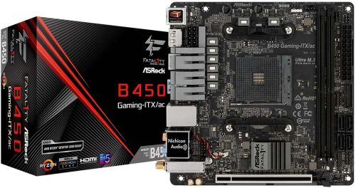 Материнская плата mini-ITX ASRock B450 GAMING-ITX/AC AM4,AMD B450,2*DDR4(3466),4*SATA 6G RAID,M.2,2*