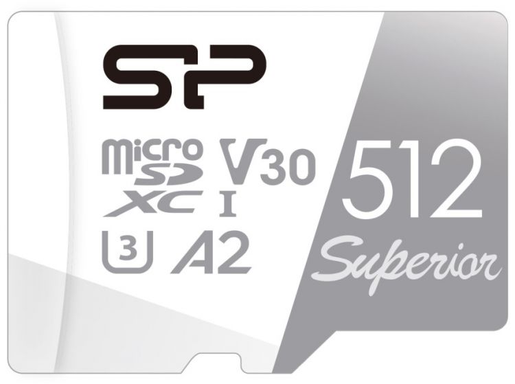 

Карта памяти MicroSDXC 512GB Silicon Power SP512GBSTXDA2V20 Superior, Class 10, UHS-I U3, V30, A2, SP512GBSTXDA2V20