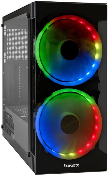 Корпус ATX Exegate i3 MATRIX-PPX800 EX295107RUS черный, БП 800W, боковая панель из закаленного стекла, USB 3.2, 2*USB 2.0, audio