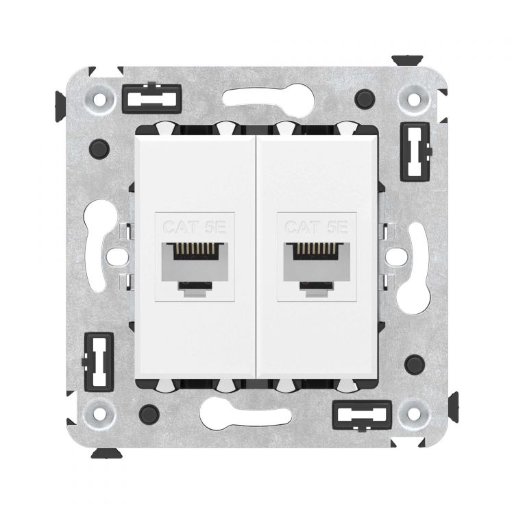 

Розетка компьютерная DKC 4400664 RJ-45 без шторки в стену, кат.5е двойная, "Белое облако", "Avanti", 4400664