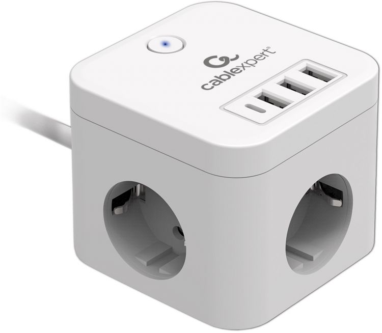 

Сетевой фильтр Cablexpert CUBE-3-CU3-W-1.5 Cube, 3р, 10А, 1xType-C PD, 3xUSB, 1.5м, ур.защиты 4+, белый, CUBE-3-CU3-W-1.5