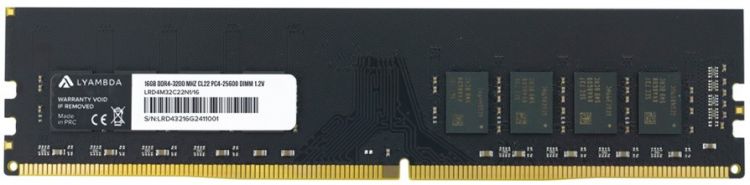 

Модуль памяти DDR4 16GB Lyambda LRD4M32C22N1/16 PC4-25600 3200MHz CL22 1.2V, LRD4M32C22N1/16