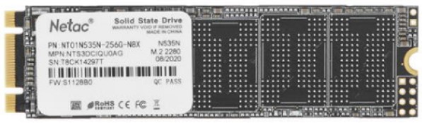 Накопитель SSD M.2 2280 Netac NT01N535N-256G-N8X N535N 256GB SATA 6Gb/s 3D TLC 560/520MB/s