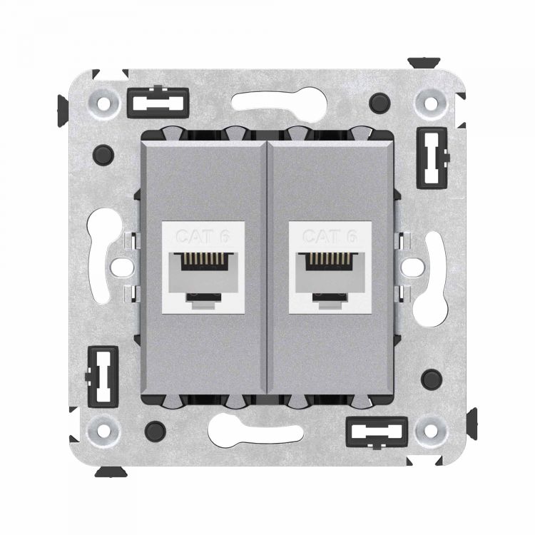 

Розетка компьютерная DKC 4404694 RJ-45 без шторки в стену, кат.6 двойная, "Закаленная сталь", "Avanti", 4404694